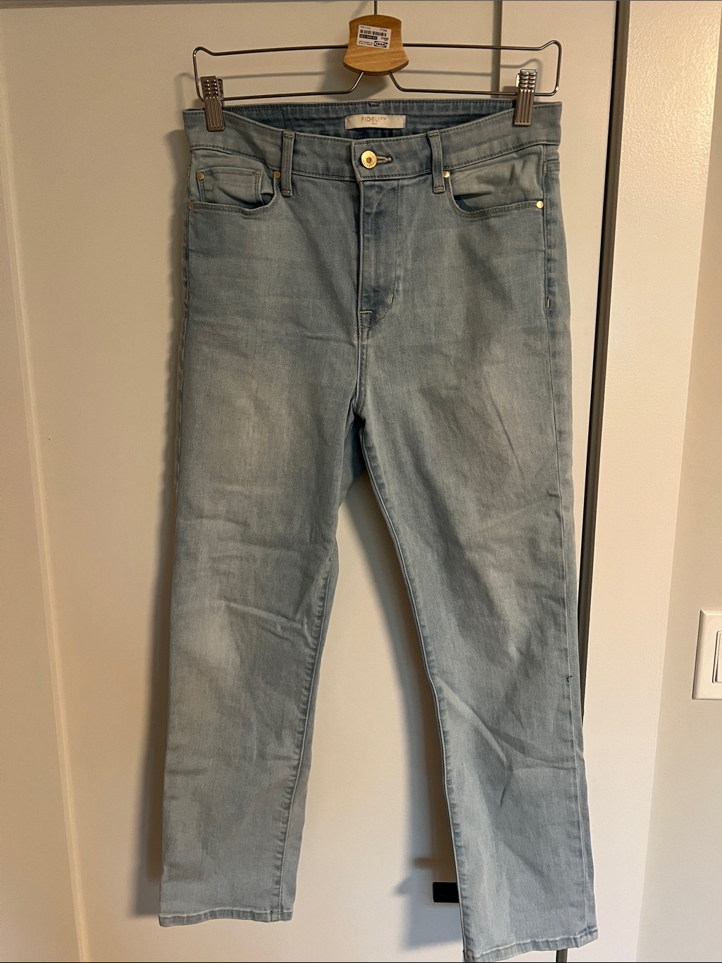 Fidelity Light Wash Straight Leg Jeans In Pale Blue
